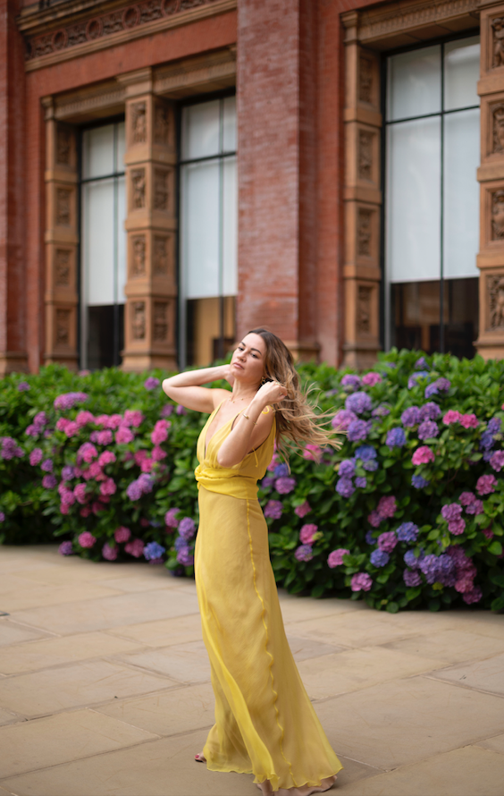 Silk Chiffon Maxi Sheer Dress Slip on Straps Minimalist Fall Clothing and Simple Wedding Dress