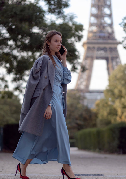Cashmere wool grey coat for women